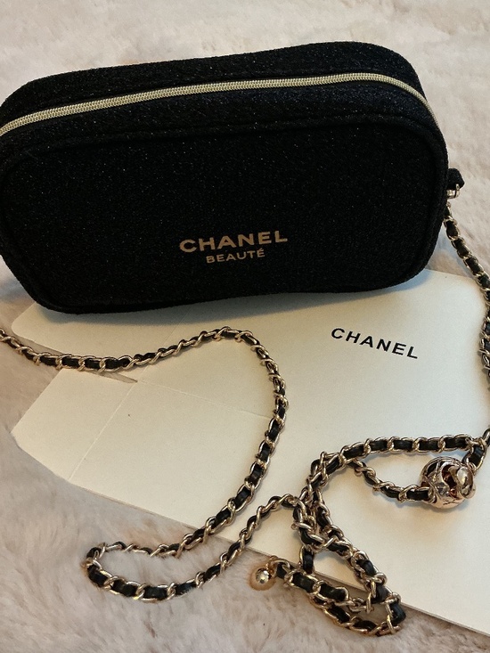 Handbags - GWP CHANEL BEAUTE POUCH UPCYCLED WITH CROSSBODY CHAIN. COMES WITH GIFT BOX